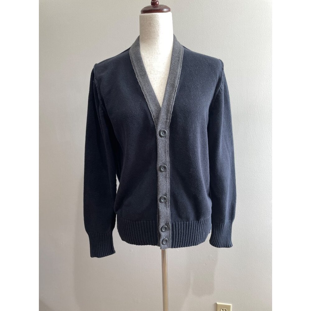 Vtg Arizona Jean Co V-Neck Cardigan Womens M Navy/Gray